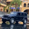 2021 136 JEEP Sahara Wrangler Model Toy Car Alloy Die Cast Turn Steering Shock-absorbing Sound Light Off Road Toys Vehicle