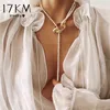 17KM Vintage colliers de perles pour femmes mode multicouche coquille noeud perle chaîne collier 2020 nouvelle pièce croix tour de cou bijoux G1206