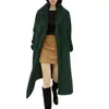 Women's Trench Coats Dames 2021 Dikke Lange Jas Revers Dames Solid Color Faux Wol Jas Winter Open Voorjas Kleding Manteau Femme