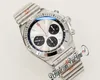 GF B01 ETA A7750 Automatic Chronograph Mens Watch 42mm White Black Dial Stick Markers AB0134101G1A1 Stainless Steel Bracelet Super Edition Puretime