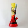 Colorful Glass bong beaker base hand-painted artwork high borosilicate water pipes