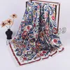 Foulards carrés en Satin de soie pour femmes, foulard de tête en soie pour dames, bandana imprimé, châles Hijab lisses et soyeux, 90x90cm