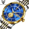 LIGE Men Mechanical Watch Golden Top Brand Luxury Automatic Watch Sport Stainless Steel Waterproof Watch Men relogio masculino 210527