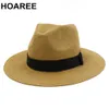 Hoaree Zomer Zonnehoeden voor Dames Man Klassieke Panamahoed Strand Strohoed voor Mannen Uv-bescherming Cap Witte Zonnehoed Chapeau Sombrero Q03745859