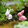 NUOVOMini simpatico coniglietto Coniglio bianco rosa Miniatura pasquale Accessori per giardino fatato Figurine bonsai Bottiglia di muschio Micro ornamenti paesaggistici RRA106