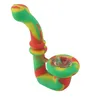 U-Shaped Silicone glass Pipe Dry Herb Unbreakable and Portable Water Percolator Bong twisty glass blunt smoking pipes hookahs