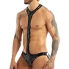 One-Peulen Pakken Mannelijke Latex Sexy Bodysuit Voor Heren Faux Lederen Body Stocking Open BuwStling Singlet Gay Jockstraps Kostuums Clubwear