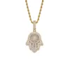 Iced Hand of Fatima Hamsa hanger ketting koperen topkwaliteit kubieke zirkoon bling bling voor mannen vrouwen geschenken c35918182