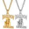 Colares de colar de colar cubano Records de hip hop homens link Cadeia pendente de ouro de prata de prata Iced Out Bling Rhinestone Streetwear Jewelry3667865