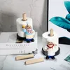 VILEAD 29,5 cm Resina Chef Doppio Strato Porta Asciugamani di Carta Figurine Creativo Casa Pasticceria Ristorante Artigianato Decorazione Ornamento 210318