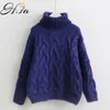 H.SA Donne Dolcevita Maglioni Autunno Inverno Pull Maglioni Europei Casual Torsione Maglioni Caldi Femminile Maglione Oversize Pull 210806