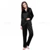 Womens Silk Satin 잠옷 세트 파자마 잠옷 잠옷 Loungewear S, M, L, XL, 2XL, 3XL Plus Solid __fit Alle Seasons 210809