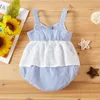 Impressão sem mangas de bebê Impressão Ruffled Romper 210528