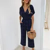 Jumpsuits das Mulheres Macacão Mulher Manga Curta Geral Para As Mulheres 2021 Womens Jumpsuit Moda V-Pescoço