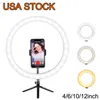 12"Ring Light LED Desktop Selfie USB LEDs Desk Camera Ringlights 3 Colors Lighting with Tripod Stand Cell Phone Holder and for Photography Makeup Live Streaming