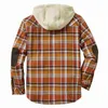 Chaquetas para hombres Hombres Retro Vintage Primavera Invierno Camisa de manga larga Chaqueta de camisa de tela escocesa para chequeado abrigo abrigo de bolsillo con capucha