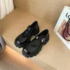 Jurk Schoenen Meotina Lederen Mary Janes Platform Blok Hoge Hakken Ronde Teen Pumps Dames Gesp Strap Lady Footwear Black