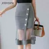 Brand Fashion Women Skirts Elegant Mesh Stitching High Waist Womens Stretch Plus Size 4XL 5XL Mermaid Skirt jupe femme 210621