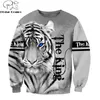 Hayvan King-Tiger 3d Baskılı Unisex Deluxe Hoodie Erkekler Sweatshirt Zip Külver Günlük Ceket Trailsuits DW0285 220114