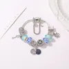 16-21 CM joyería de letras cielo estrellado azul colgante pulsera con dijes para cadena de serpiente de plata 925 cuentas de cristal aptas para brazalete de bricolaje como seno fri2301