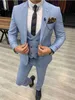 2021 New Groom Wear Men's Suits Slim Fit Peaked Lapel One Button Wedding Tuxedos Prom Best Man Blazer ( Jacket+Pants+Vest) X0909