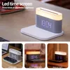 Relojes de mesa de escritorio 3 en 1 reloj despertador inteligente cargador de teléfono inalámbrico luz de protección ocular ajustable lámpara de carga USB estante suministros para el hogar