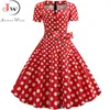 Women Summer Dress Elegant Retro Vintage 50s 60s Robe Rockabilly Swing Pinup Dresses Casual Plus Size Red Party Vestidos 210623