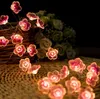 Persika Blommor Fairy Lights String Party Dekoration 6.6ft 20 LEDs Koppartråd Led-ljus Batteridrivet för uteplats däck Balkong Camping DIY Heminredning Rosa Blå