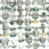 50 peças inteiras de liga leve mix moda punk anéis femininos masculinos requintados anel de dedo joias lote 251l