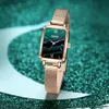 Designer Luxe Merk Horloges Gaiety Dames Es Fashion Square Dames Quartz Armband Set Green Dial Simple Rose Gold Mesh