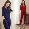 Sıcak 2019 Yeni Bayanlar kadın Takım Elbise Yaz Tops ve Pantolon Eşofman Rahat Gevşek Katı Setleri 4XL X0428