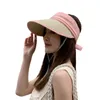 Kobiety pusty słomka słomiana czapka kontrast kolor przeciwsłoneczny plażowy czapka baseballowa szerokie grzbiety czapki delm22