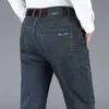 Herbst Winter Herren Stretch Jeans Business Casual Klassische Stil Hose Schwarz Grau Gerade Denim Hosen Männliche Marke 211120