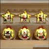 Decorations Festive Party Supplies Home & Gardenchristmas Ornament Pentagram Luminous Santa Snowman Deer Pendant Christmas Glowing Wooden De