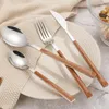 newStainless Steel Cutlery Set with Wooden Handle Eco-Friendly Western Tableware Sets Spoon Knife Fork High Quality Tableware EWE5326