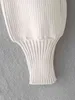 女性のセーターランタンスリーブタートルネックプルオーバー不規則なセクシーな白い編み物トップ210524