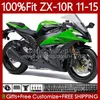 Carenados de inyección verde negro para KAWASAKI NINJA ZX-10R ZX 10 R 1000 CC ZX10R 11 12 13 14 15 101No.81 ZX 10R 1000CC ZX-1000 2011 2012 2013 2014 2015 ZX1000 C 11-15 Cuerpo OEM