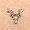 43pcs Antique Silver Bronze Plated deer head Charms Pendant DIY Necklace Bracelet Bangle Findings 31*36mm