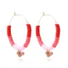 Boho Colorful Polymer Clay Charm Hoop Earrings for Women Fashion Alloy Shell Pendant Korean Jewelry