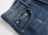 Jeans da uomo Elasticità da uomo Pantaloni a gamba dritta pieghettati strappati blu lavati Abbigliamento moda vintage