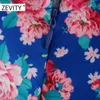 ZEVITY femmes élégant col en v fleur imprimé noué mince mini robe femme sexy dos nu une ligne vestidos chic robes de soirée DS4432 210603