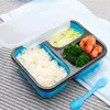 1100 ml 3 Cellen Siliconen Opvouwbare lunchbox Inklapbare Bento Box Reizen Outdoors Voedselopslag Container Eco-vriendelijke Lunchbox 210818