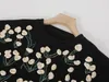 Qooth Oversized Thick Winter Sweater Women Hand Crochet 3D Floral Sweaters Women Pullovers Jumpers Black Sweater QT404 210518
