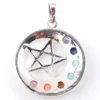 WOJIAER Natural pentagram Pendant Gem Healing Reiki 7 Chakra Meditating Figure Choko Charm Beads Jewelry For Girls N3634