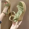 Wedge Sandals Female Spring And Summer 2021 Korean Version Of The Wild Rivet Thick Bottom Sponge Cake With High-heeled Rome