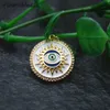 10pc CZ Zircon Beads Edge 20mm Round Oil Dip Enamel Metal Eye Charms Pendant DIY Parts Jewelry Makings Multi-use Accessories