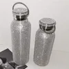 ラインストーンと500mlダイヤモンドワインタンブラー光沢のある水のボトルステンレス鋼真空断熱タンブラークリスマスプレゼント