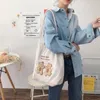 HBP Mulheres Cortely Ombro Bolsa Lucky Bears Bordado Listrado Lona Bolsa Eco Pano Tote Sacos de compras macios bonitos para senhoras