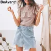 Beavant Vintage Ruffle Lace Women Blouses and Tops Embroidery White Blouse Shirt Top Memale O Neck Summer Elegant Blusas Black210709