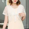 Blusas Mujer De Moda Short Sleeve Summer Blouse Women V-neck Hollow Lace Blouse Shirt Tops Women Cardigan Short Blouse D03 210602